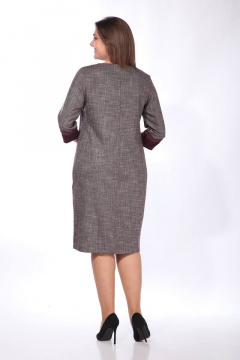 Платье с кружевом и рукавами 3/4 для делового образа Lady Style Classic 1509 бордовый_с_серым - фото 4