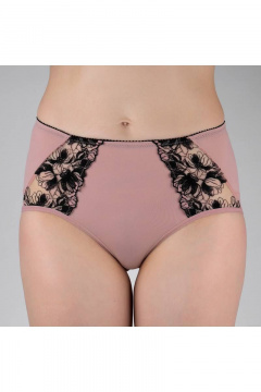 Розовые трусы-слип из сетки и вышивки с высокой посадкой Verally 1178-1 тату - фото 1