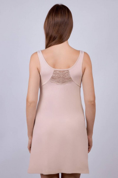 Розовая хлопковая ночная сорочка с кружевными деталями Verally 398-1 серебристый пион - фото 2