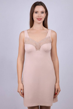 Розовая хлопковая ночная сорочка с кружевными деталями Verally 398-1 серебристый пион - фото 1