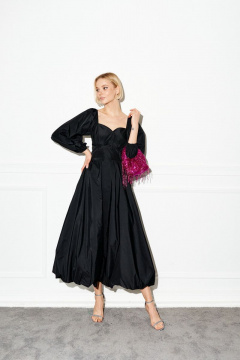 Платье вечернее из плотного с блеском полотна с рукавами на резинке ANNETE A3274 - фото 4