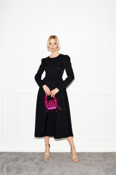 Черное платье полуприлегающего силуэта с карманами ANNETE A3298 - фото 3