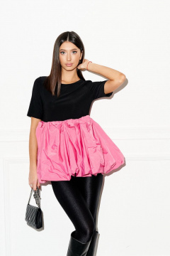 Черный нарядный джемпер с декоративной сборкой ANNETE A656 - фото 2