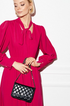 Платье ягодного цвета полуприлегающего силуэта с воланами ANNETE A3253 - фото 3