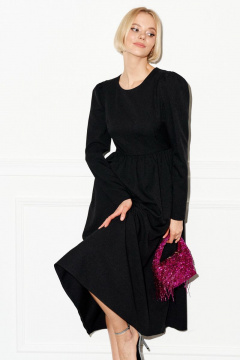 Черное платье полуприлегающего силуэта с карманами ANNETE A3298 - фото 2