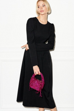 Черное платье полуприлегающего силуэта с карманами ANNETE A3298 - фото 1