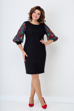 Платье свободного кроя из текстиля с вышивкой сетки Solomeya Lux 253C - фото 5