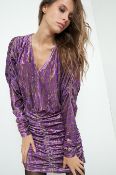 Короткое нарядное платье с принтом и V-образной горловиной Art Ribbon M3794P - фото 2