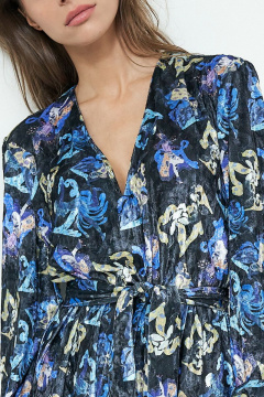 Короткое праздничное платье с принтом, V-образная горловина Art Ribbon M3792P - фото 2