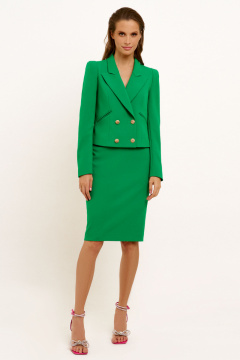 Деловой зеленый жакет и юбка из трикотажного текстиля Панда 135110w зеленый - фото 1