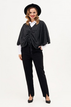 Трикотажный джемпер с летучей мышью и шнурками Condra 16196 серый - фото 3