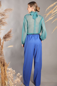 Бирюзовая свободная блуза с складками и бантами LM ИТ2899 - фото 5