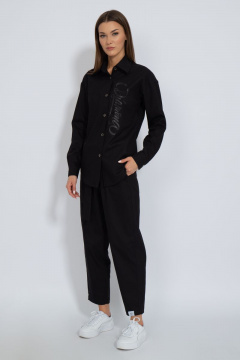 Приталенная хлопковая рубашка с джинсовой тканью и велюром Kivviwear 4115.04 - фото 4