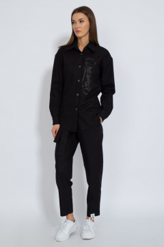 Приталенная хлопковая рубашка с джинсовой тканью и велюром Kivviwear 4115.04 - фото 2