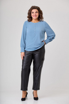Блуза полуприлегающая с длинным рукавом и декоративными пуговицами Орхидея 1220 - фото 1
