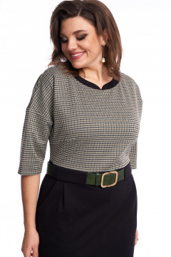 Платье приталенного силуэта с контрастным поясом из трикотажа Almirastyle 213 - фото 4