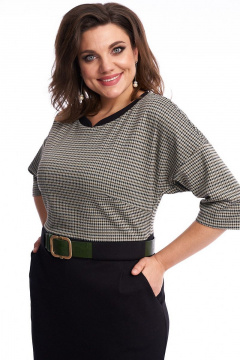 Платье приталенного силуэта с контрастным поясом из трикотажа Almirastyle 213 - фото 3