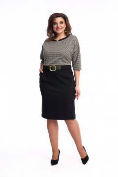 Платье приталенного силуэта с контрастным поясом из трикотажа Almirastyle 213 - фото 1