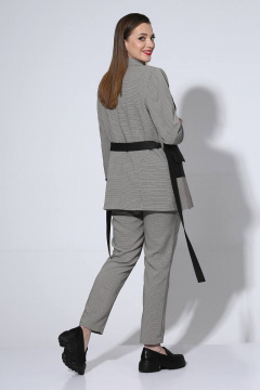 Демисезонный деловой комплект из текстиля с зауженными брюками Liona Style 808 черный - фото 3