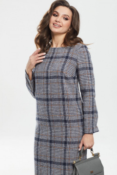 Платье прямое демисезонное из вискозы с поясом MALI 422-102 оранж - фото 4