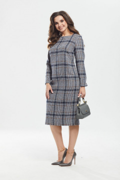 Платье прямое демисезонное из вискозы с поясом MALI 422-102 оранж - фото 3