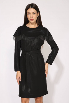 Платье круглогодичное нарядное из текстиля с воротником и пуговицами Faufilure C1413 - фото 2