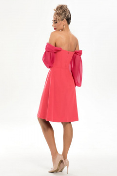 Платье нарядное из текстиля и шифона с рельефами и широкими бретелями Golden Valley 4864 розовый - фото 2