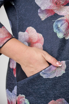 Блуза деловая женская с имитацией запаха из трикотажа БАГРЯНИЦА 2040 синий-орхидеи - фото 5