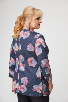 Блуза деловая женская с имитацией запаха из трикотажа БАГРЯНИЦА 2040 синий-орхидеи - фото 4