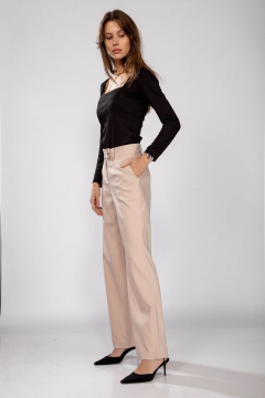 Бежевые брюки с расклешением из хлопкового текстиля THE NAME 2206В - фото 2