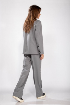 Двубортный жакет из текстиля с прорезными карманами THE NAME 2221 серый - фото 5