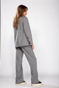 Двубортный жакет из текстиля с прорезными карманами THE NAME 2221 серый - фото 2