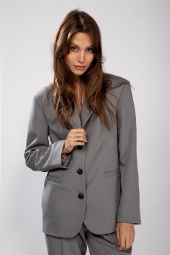 Двубортный жакет из текстиля с прорезными карманами THE NAME 2221 серый - фото 1