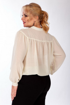 Шифоновая блузка с люрексовой тесьмой и универсальным кроем Michel chic 760 молочный - фото 5