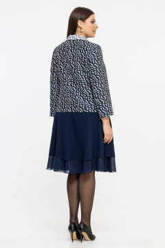 Деловой костюм жакет и юбка с приталенной посадкой Avila 0887 синий - фото 3