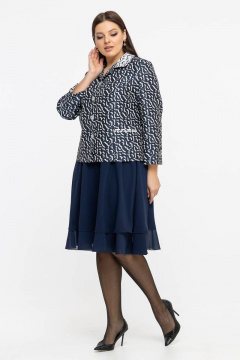 Деловой костюм жакет и юбка с приталенной посадкой Avila 0887 синий - фото 2