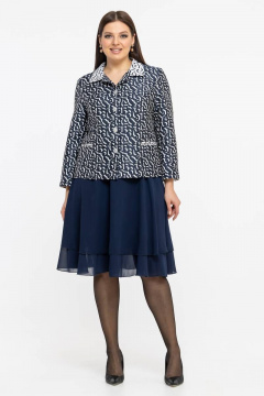 Деловой костюм жакет и юбка с приталенной посадкой Avila 0887 синий - фото 4