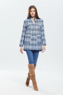 Жакет голубой в стиле деловой классики с декором DAVA 135 голубой - фото 3