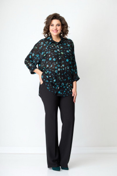 Рубашка из шифона с декором стразами и фигурными вырезами Solomeya Lux 752C - фото 4