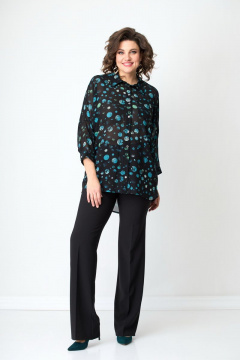 Рубашка из шифона с декором стразами и фигурными вырезами Solomeya Lux 752C - фото 1