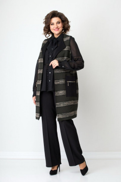 Длинный трикотажный жилет с карманами и воротником V-образным Solomeya Lux 933 - фото 1