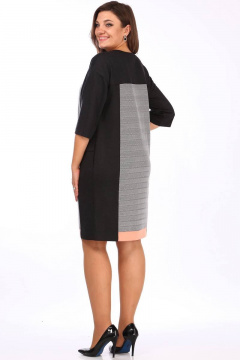 Платье прямого силуэта с отрезной верхней деталью Lady Style Classic 1669/1 серый_с_черным - фото 3