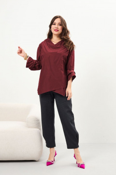 Блуза с эффектом хамелеон, демисезон, в стиле casual Anastasia 959 т.вишневый - фото 1