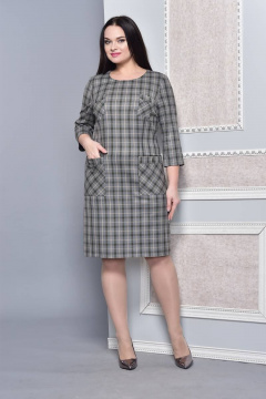 Платье полуприлегающее с накладными карманами и вытачками Lady Style Classic 1513/1 хаки - фото 1