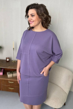 Юбка прямого силуэта из трикотажа с карманами и разрезом Rumoda 2095 сиреневый - фото 5