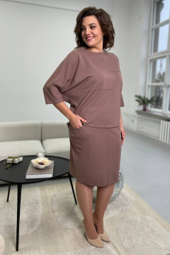 Юбка из трикотажа с поясом и карманами, длина 60 см Rumoda 2095 коричневый - фото 5