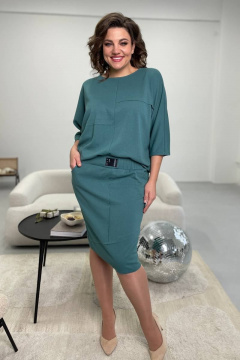 Юбка из трикотажа с поясом и карманами, длина 60 см, бирюзовая Rumoda 2095 бирюза - фото 1