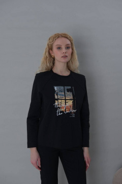 Черный джемпер с вытачкой и рукавом реглан Femme & Devur 30656 1.3F(170) - фото 1