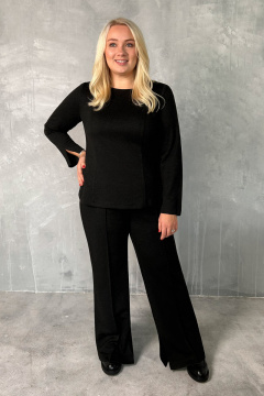 Трикотажный костюм брюки и джемпер oversize большие размеры Панда 125620w графит - фото 1