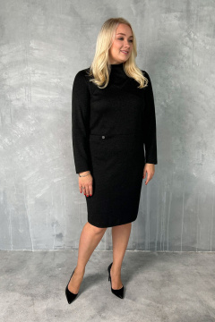 Элегантное трикотажное платье с V-образным вырезом и карманами Панда 13980z графит - фото 1